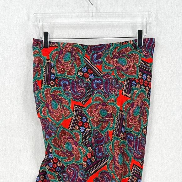 VERONICA BEARD Ari Ruched Midi Skirt Womens 10 Red Paisley Floral Print Slip - Picture 8 of 16
